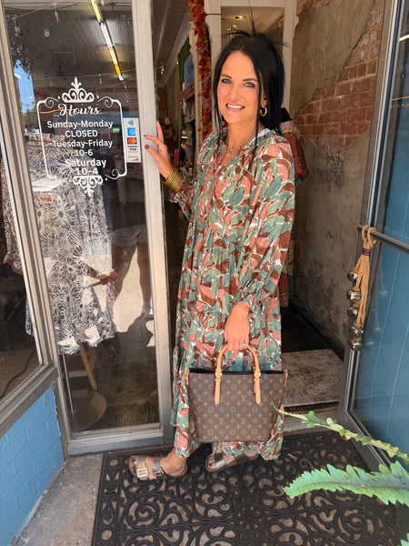 Rylie Maxi Dress - Light Brown/Green
