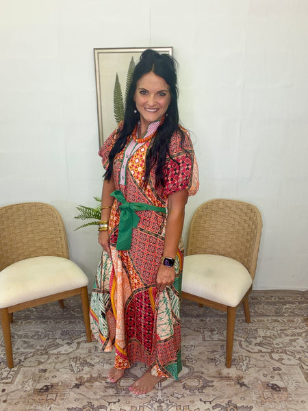 Kassidy Maxi Dress - Red/Orange/Green