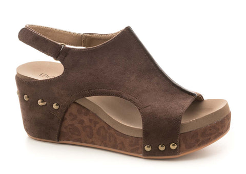 Corky Carley Wedge - Chocolate Leopard Suede