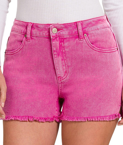 Lacey Hem Shorts - Hot Pink