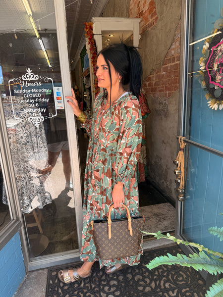 Rylie Maxi Dress - Light Brown/Green