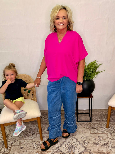 Marthas Favorite: Ruffle Pull On Drawstring Pants