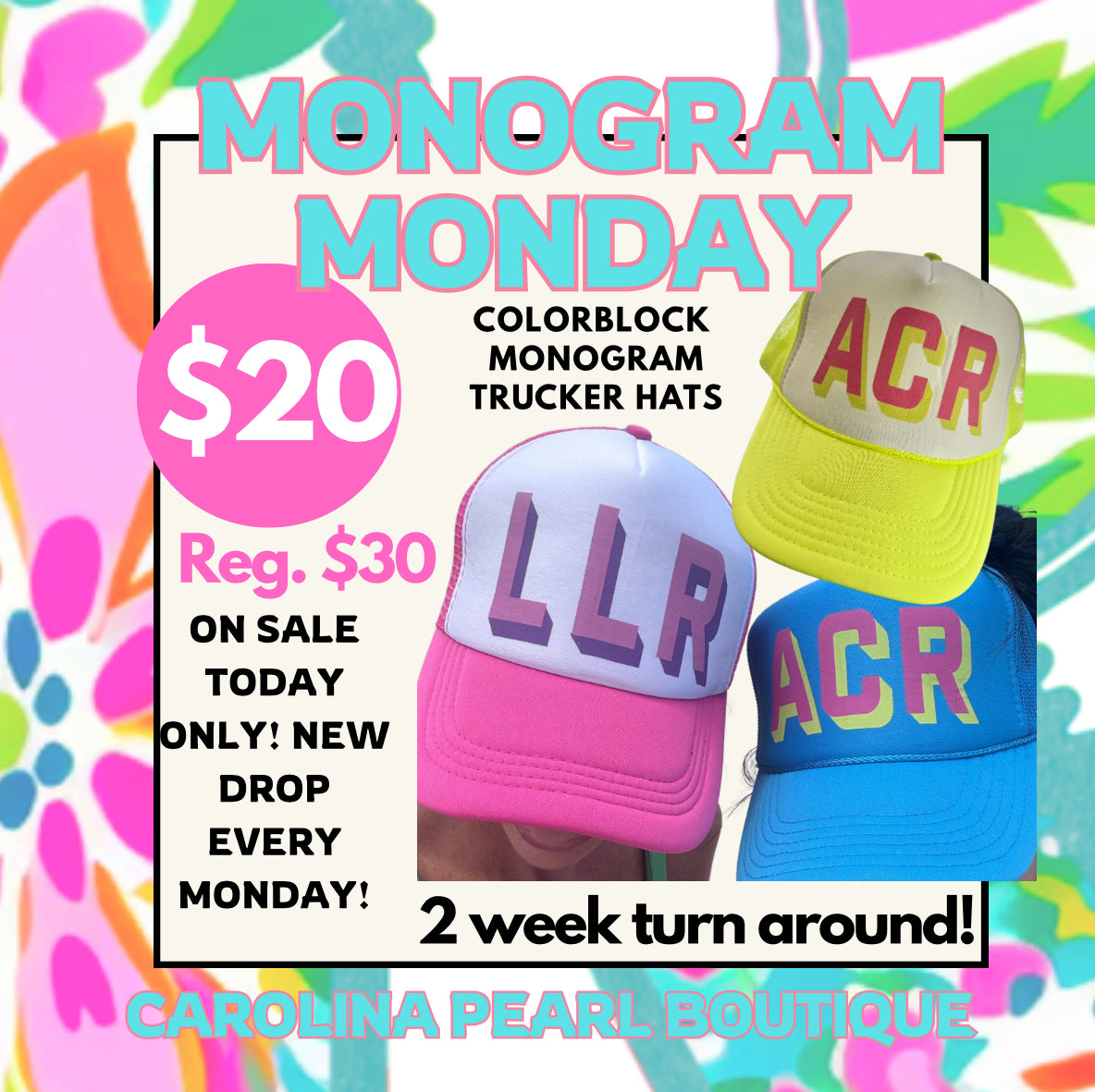 Colorblock Monogram Trucker Hats