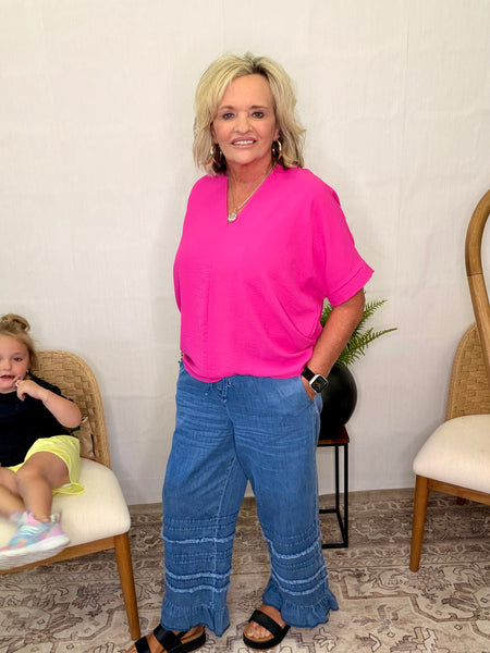 Marthas Favorite: Ruffle Pull On Drawstring Pants